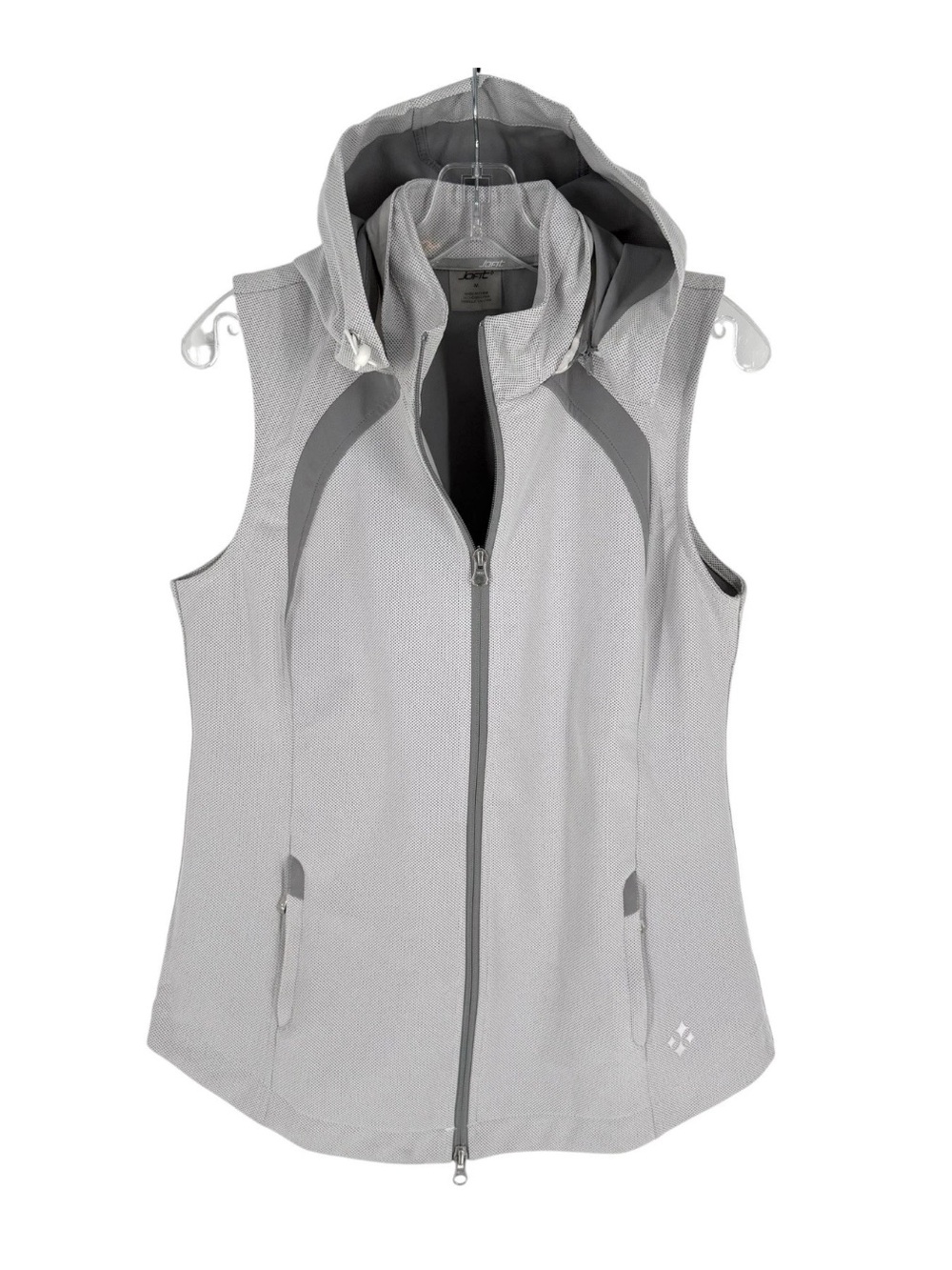 Jofit Golf Vest Womens Size Medium Gray Full Zip Removable Hood Pockets Active